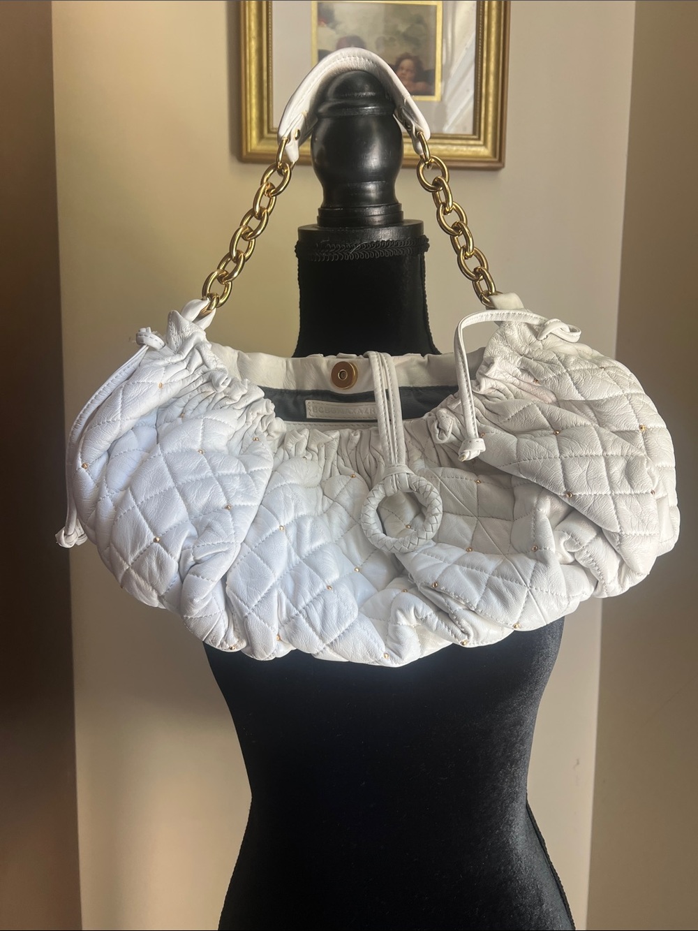 BCBG Maxa, Zaria Quilted Drawstring Shoulder Bag in White